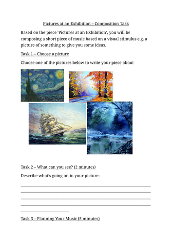 Pictures at an Exhibition - Composing Sheet