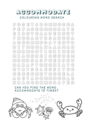 word search colouring for accommodate