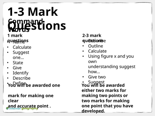 geography Paper 1 1-3 mark questions practice