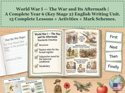 World War I — The War and Its Aftermath | Year 6 English Unit | 15 Complete Lessons + Resources