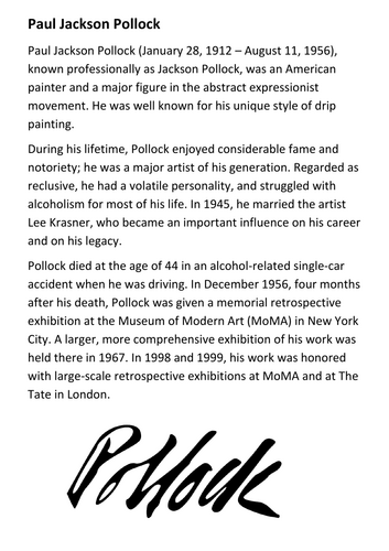 Jackson Pollock Handout