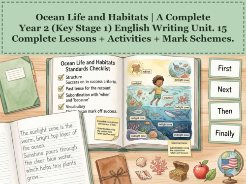 Ocean Life and Habitats | Year 2 English Unit | 15 Complete Lessons + Resources + Mark Scheme