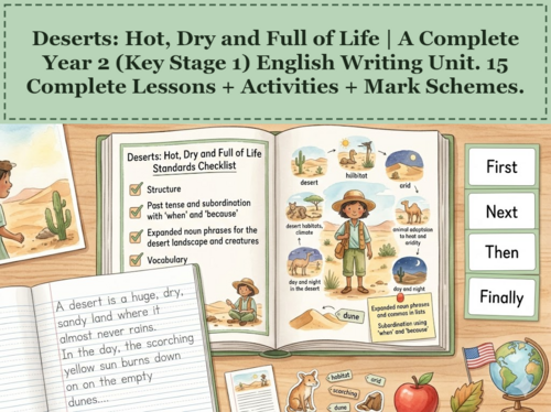 Deserts: Hot, Dry and Full of Life | Year 2 English Unit | 15 Complete Lessons + Resources