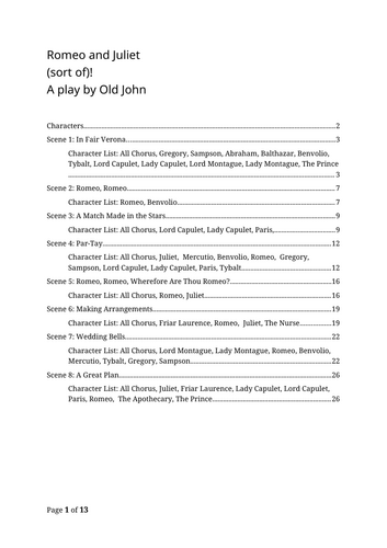 Romeo & Juliet KS2 End Of Year Play (SAMPLE)