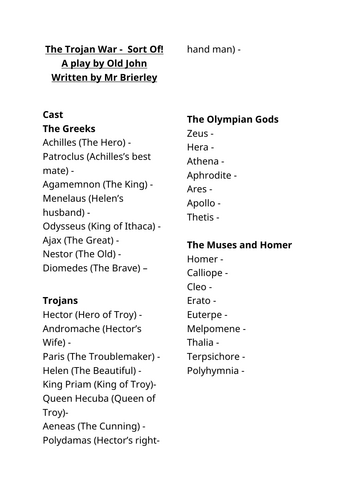 The Trojan War End of KS2 Play (SAMPLE)