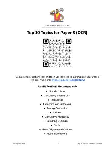 GCSE Maths 2026 - Top 10 Topics for Paper 5 - OCR Higher