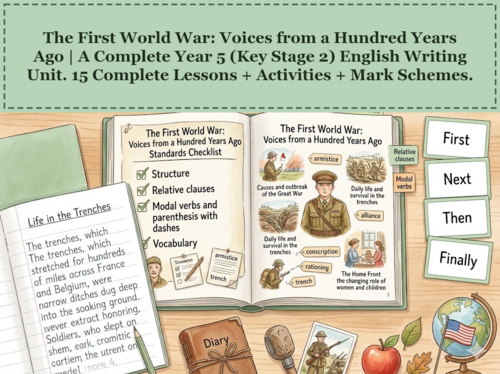 The First World War: Voices from a Hundred Years Ago | Year 5 English Unit | 15 Complete Lessons