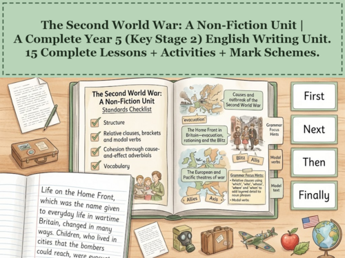 The Second World War: A Non-Fiction Unit | Year 5 English Unit | 15 Complete Lessons + Resources
