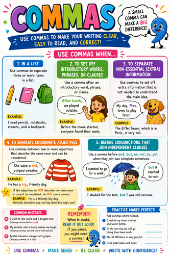 Commas Classroom Display Poster | Literacy & SPaG Visual Aid ...