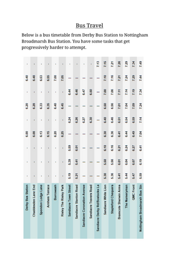 Bus travel and timetables