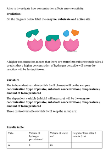 Enzyme practical sheets for LPA/SEND