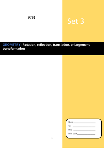 GEOMETRY: Rotation, reflection, translation, enlargement, transformation