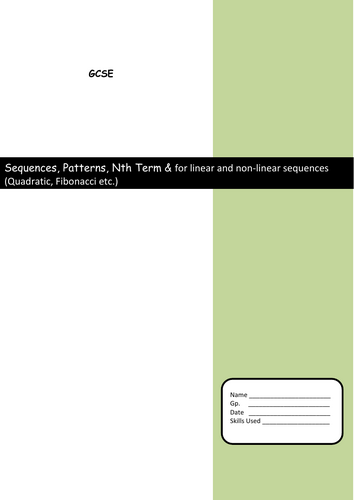 Sequences, Patterns, Nth Term & for linear and non-linear sequences