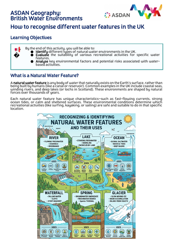 ASDAN Geography - Natural Water Features and Uses