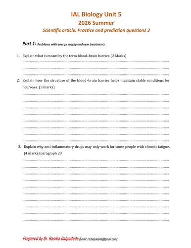 Scientific article 2026 June Prediction and Practice questions Part 3