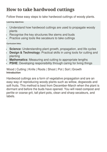 NOCN Horticulture Level 1 Plant Propagation