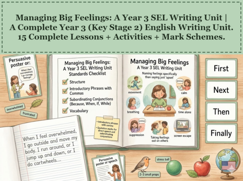 Managing Big Feelings: A Year 1 SEL Writing Unit | Year 1 English Unit | 15 Complete Lessons