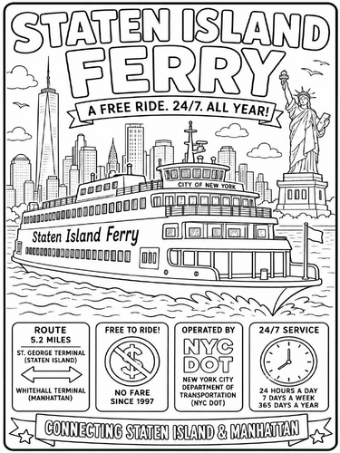 The Staten Island Ferry coloring poster