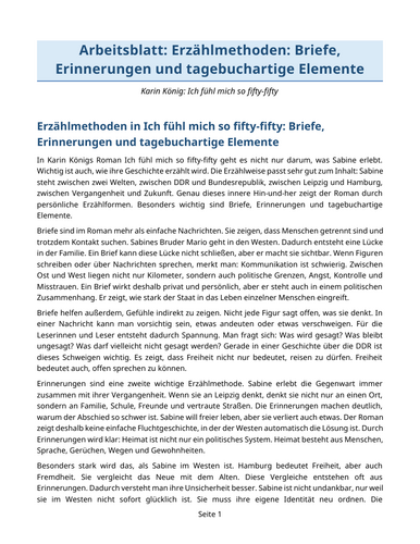 Ich fühl mich so fifty-fifty – Karin König – Narrative Methods