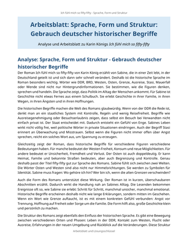 Ich fühl mich so fifty-fifty – Karin König – Language, Form and Structure