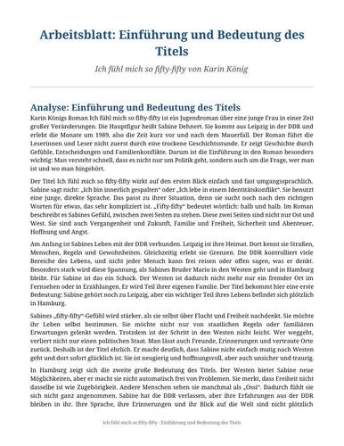 Ich fühl mich so fifty-fifty – Karin König – Introduction and Significance of the Title