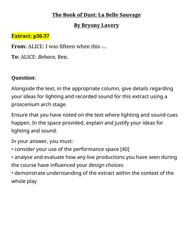Eduqas A Level Drama BOOK OF DUST Full Essay with annotations