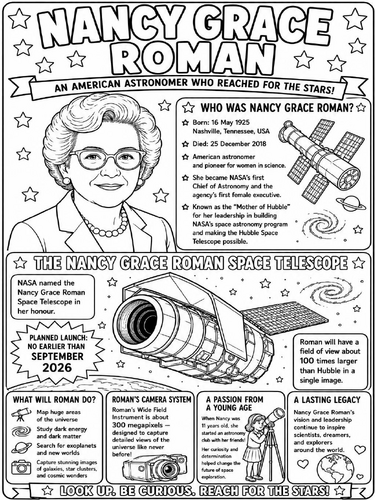 Nancy Grace Roman coloring poster