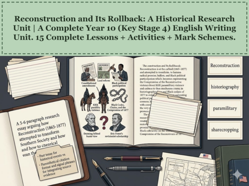 Reconstruction and Its Rollback: A Historical Research Unit | Year 10 English Unit | 15 Lessons