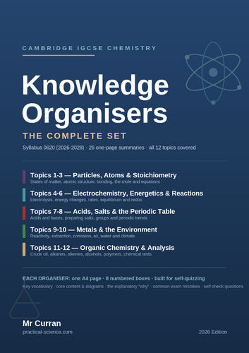 Cambridge IGCSE Chemistry Knowledge Organisers (0620)