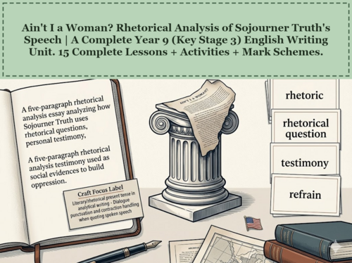Ain't I a Woman? Rhetorical Analysis of Sojourner Truth's Speech | Year 9 English Unit | 15 Lessons