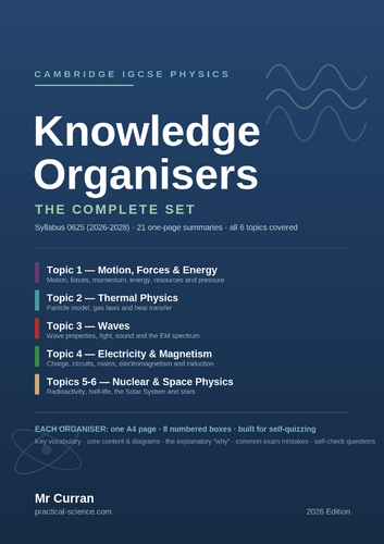 Cambridge IGCSE Physics Knowledge Organisers (0625)