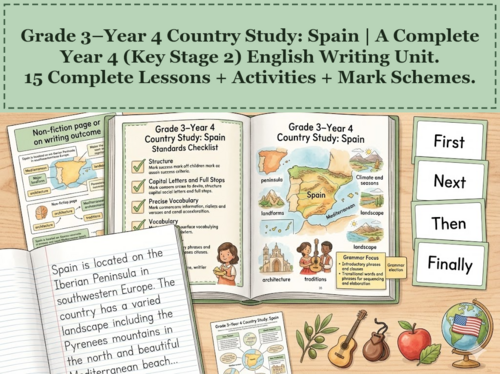 Country Study: Spain | Year 4 English Unit | 15 Complete Lessons + Resources