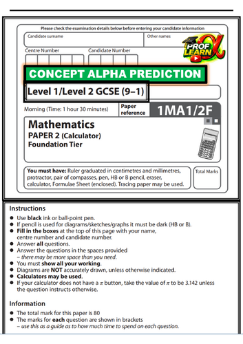 GCSE MATHEMATIC 2F PREDICTION
