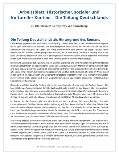 Ich fühl mich so fifty-fifty – Karin König – The Division of Germany