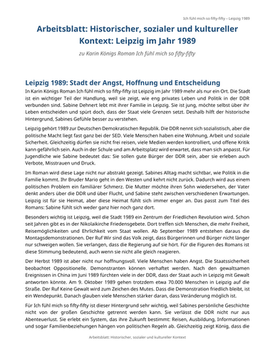 Ich fühl mich so fifty-fifty – Karin König – Leipzig in 1989