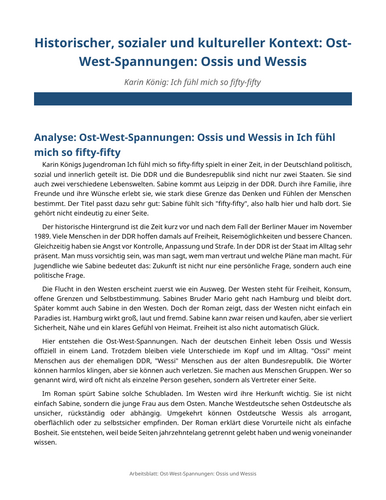 Ich fühl mich so fifty-fifty – Karin König – East-West Tensions