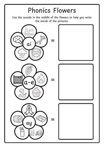 Split Digraph Phonics Flowers