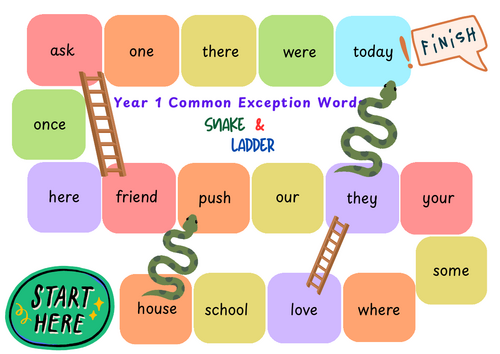 Common Exception Words Snake and Ladders Document