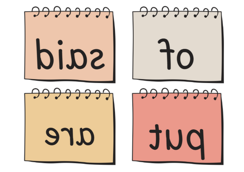 Year 1 Common Exception Words Mirrored