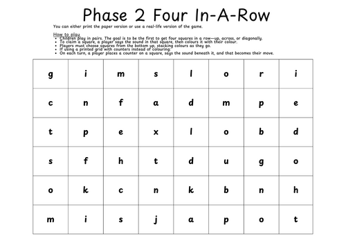 Phonics Four in a Row