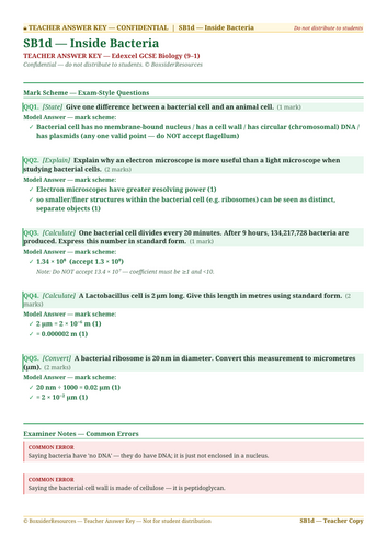 SB1d Inside Bacteria | Edexcel GCSE Biology Topic Mastery Pack