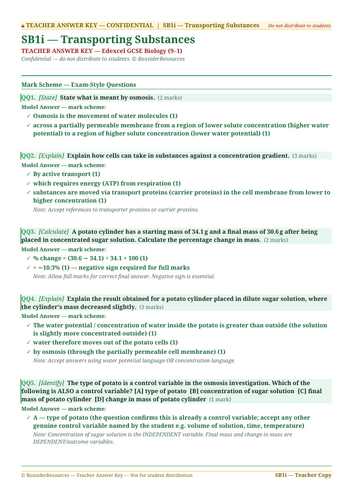 SB1i Transporting Substances | Edexcel GCSE Biology Topic Mastery Pack