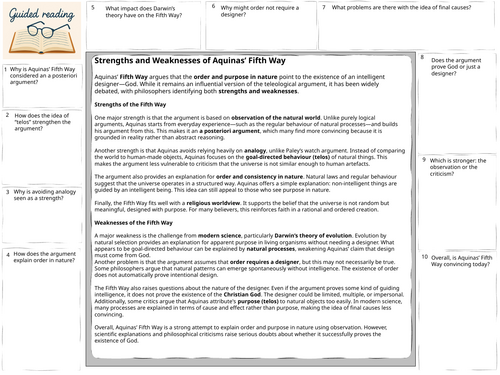 A-Level Religious Studies existence of God - strengths and weaknesses of Aquinas fifth way