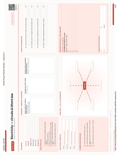 IGCSE Physics Edexcel 9-1 Revision Placemat Booklet | Active Recall + Model Answers