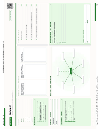 IGCSE Double Award Science Edexcel 9-1 Revision Placemat Booklet | Active Recall + Model Answers