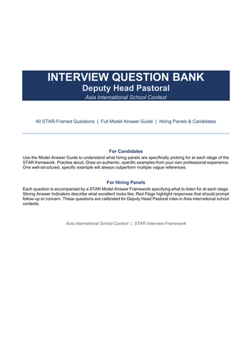 Deputy Head Pastoral Interview Question Bank