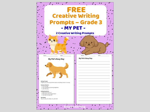 FREE Creative Writing Activity Grade 3 | My Pet Writing Activities