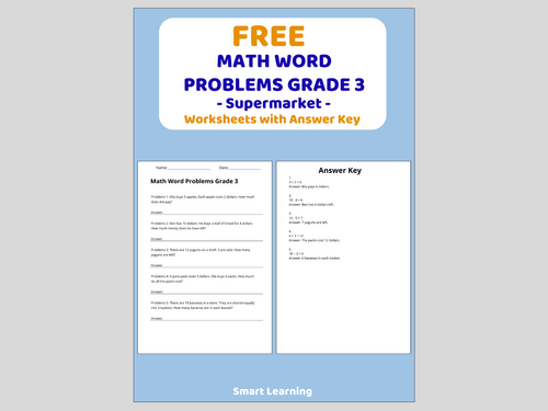 FREE Math Word Problems Grade 3 | Shopping | Worksheets & Answer Key