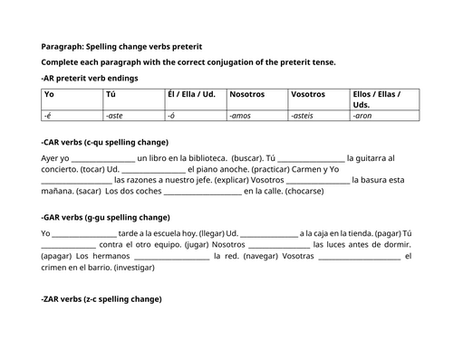 Spelling change preterit paragraph