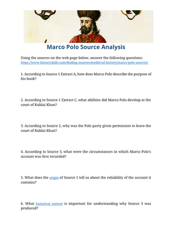 Marco Polo Source Analysis Worksheet